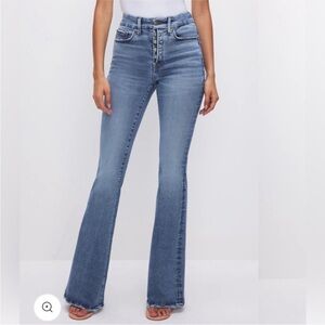Good American Flare Jeans Exposed Button Fly